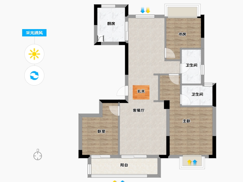 浙江省-台州市-聚贤府-98.07-户型库-采光通风