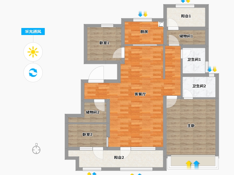 山东省-青岛市-凯景·领盛豪庭-94.00-户型库-采光通风