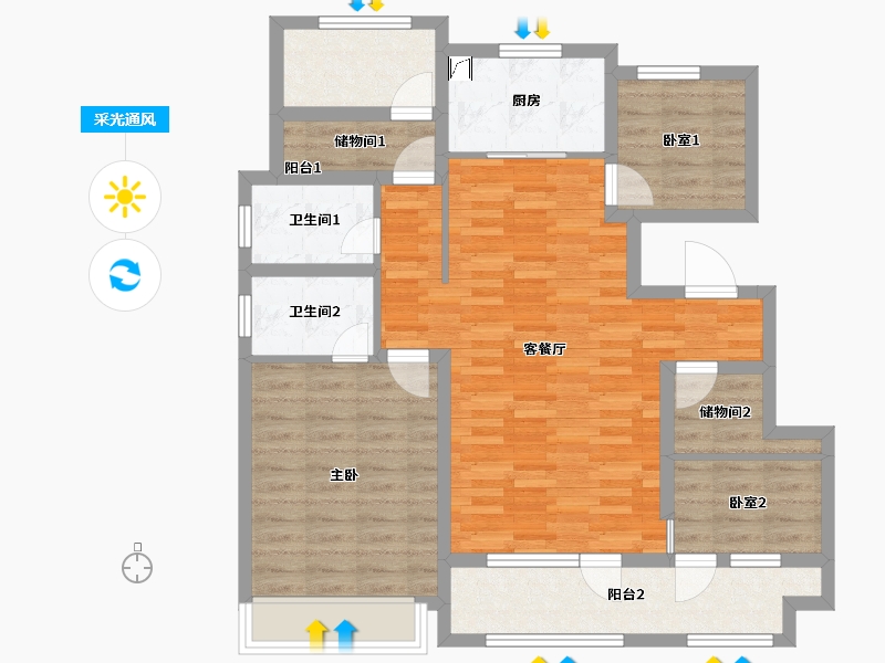 山东省-青岛市-凯景·领盛豪庭-94.00-户型库-采光通风