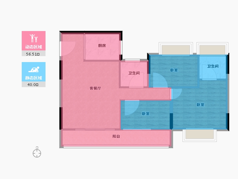 江苏省-苏州市-蔚然锦绣花园-88.00-户型库-动静分区