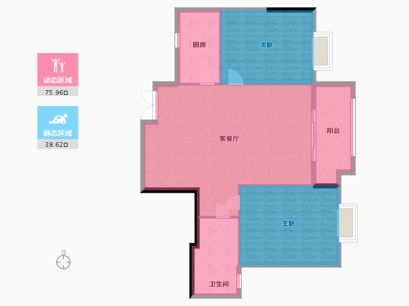 浙江省-金华市-五指-80.00-户型库-动静分区