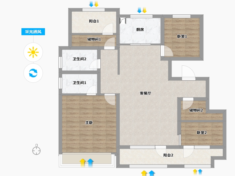 山东省-青岛市-凯景·领盛豪庭-99.00-户型库-采光通风