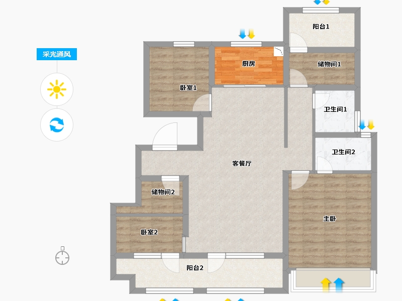 山东省-青岛市-凯景·领盛豪庭-98.00-户型库-采光通风