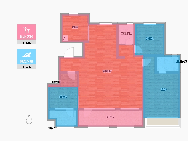 山东省-青岛市-凯景·领盛豪庭-106.00-户型库-动静分区