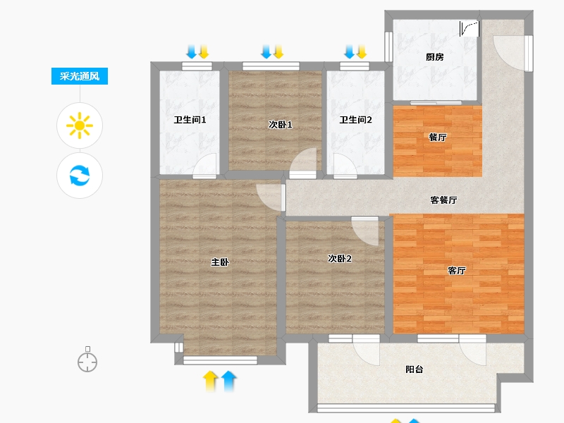 山东省-青岛市-海信凤台世家二期-94.00-户型库-采光通风