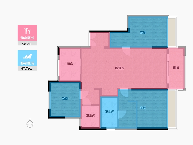 黑龙江省-哈尔滨市-富力尚悦台-111.51-户型库-动静分区