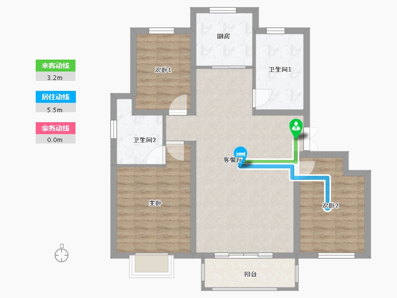 河北省-唐山市-巴斯御景湾-86.00-户型库-动静线