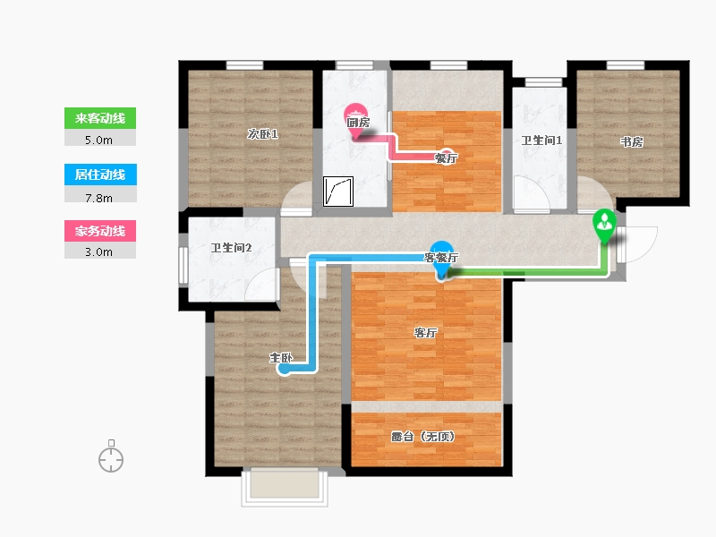 甘肃省-定西市-璞云新天地-107.59-户型库-动静线