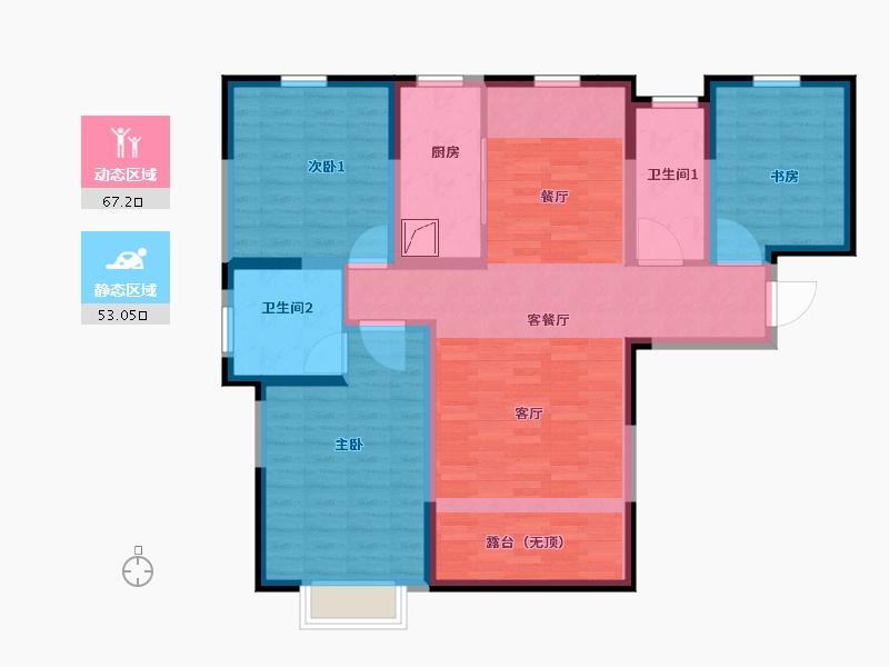 甘肃省-定西市-璞云新天地-107.59-户型库-动静分区