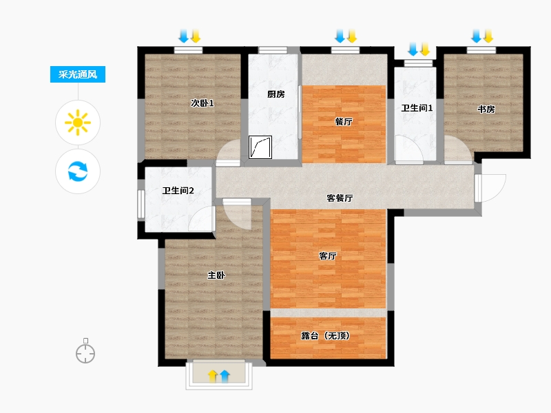 甘肃省-定西市-璞云新天地-107.59-户型库-采光通风