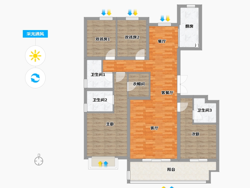 河北省-石家庄市-万滨天锦-121.45-户型库-采光通风