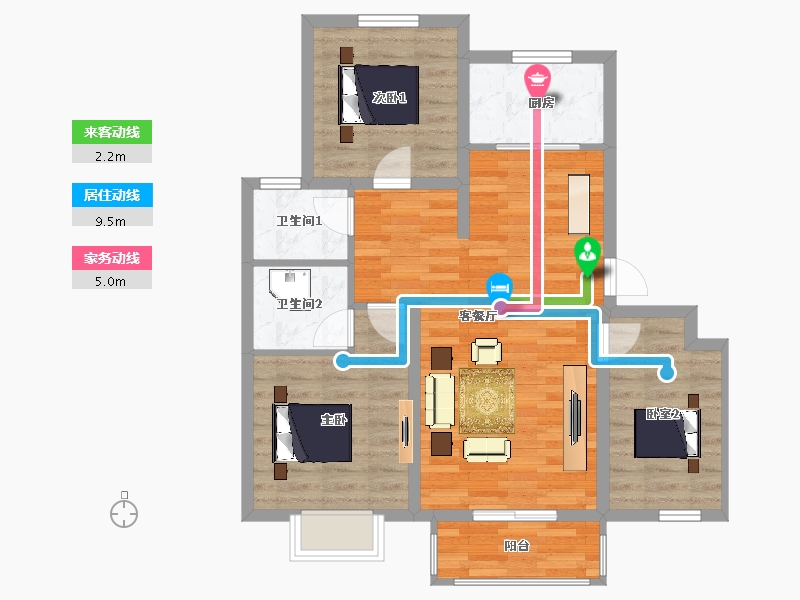 河北省-唐山市-巴斯御景湾-77.00-户型库-动静线