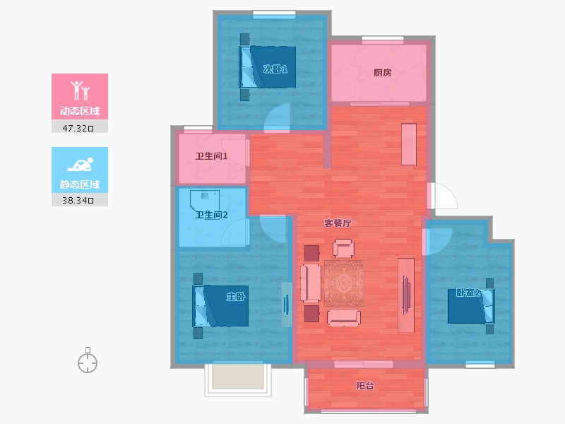 河北省-唐山市-巴斯御景湾-77.00-户型库-动静分区