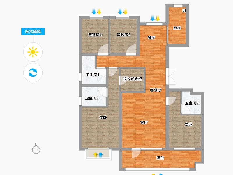 河北省-石家庄市-万滨天锦-114.00-户型库-采光通风