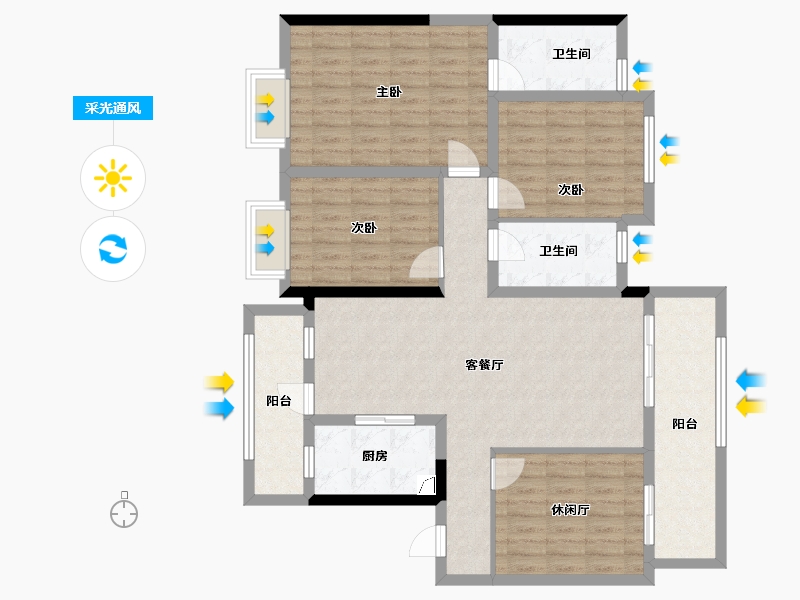 四川省-绵阳市-中央大道-114.67-户型库-采光通风