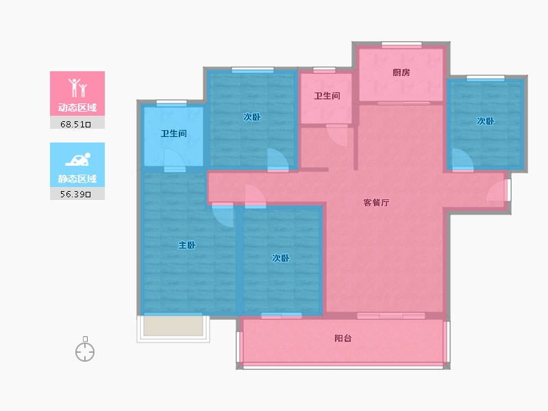 陕西省-宝鸡市-育才天悦-141.83-户型库-动静分区