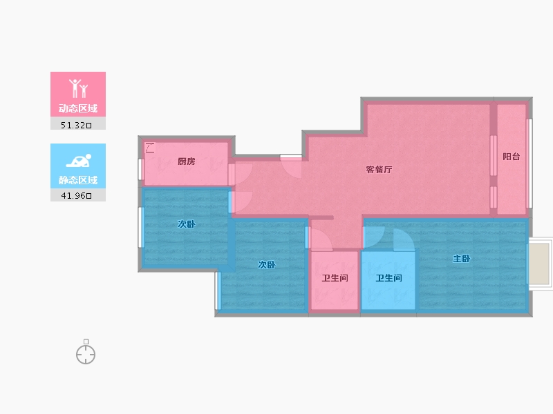 辽宁省-鞍山市-新世界朗怡居-92.00-户型库-动静分区