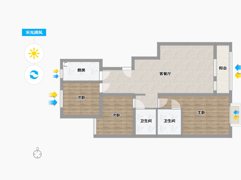 辽宁省-鞍山市-新世界朗怡居-92.00-户型库-采光通风