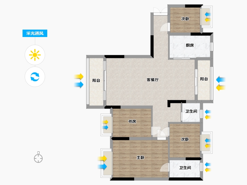 湖北省-宜昌市-香溪府-115.00-户型库-采光通风