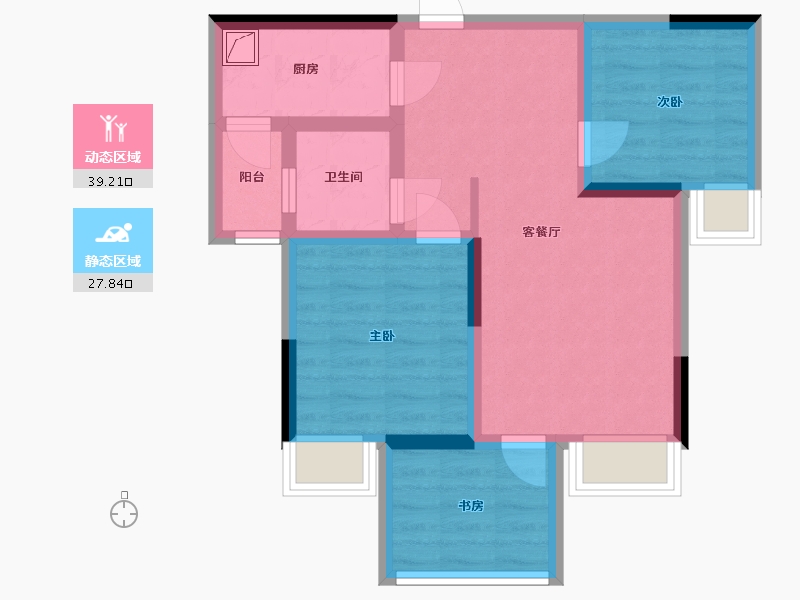 重庆-重庆市-琅樾江山-61.33-户型库-动静分区