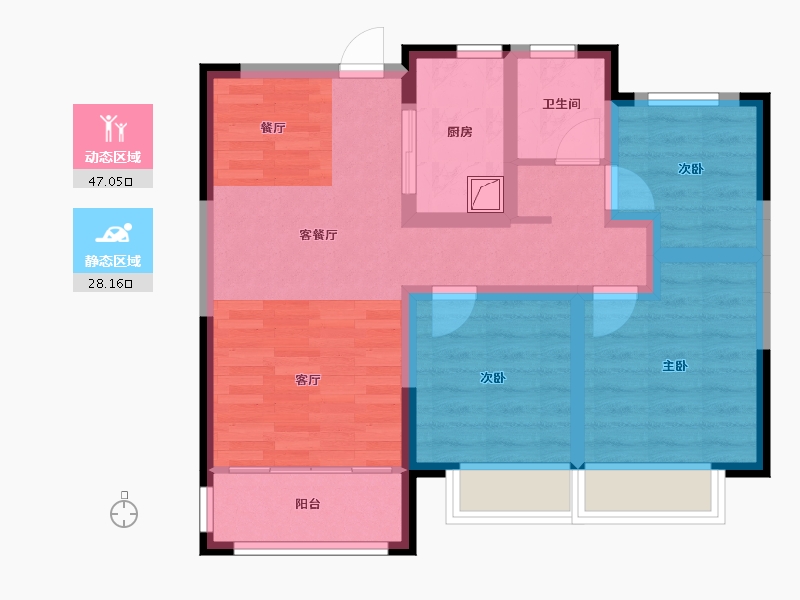 甘肃省-兰州市-银河国际-70.00-户型库-动静分区