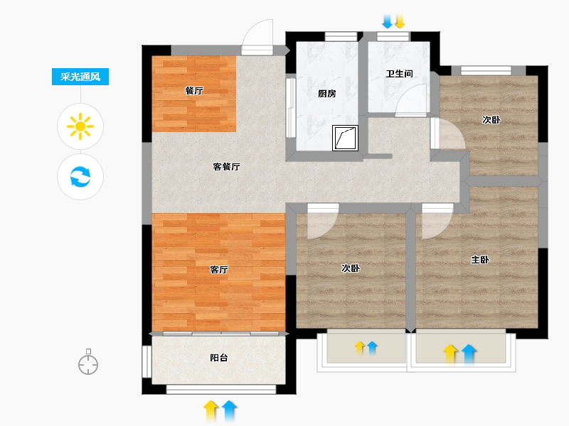 甘肃省-兰州市-银河国际-70.00-户型库-采光通风