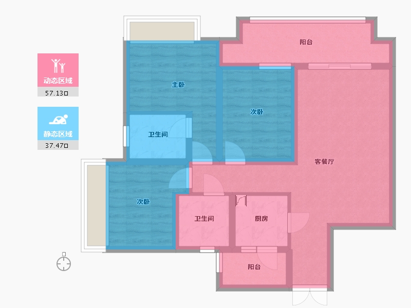 重庆-重庆市-龙湖西宸原著-86.00-户型库-动静分区