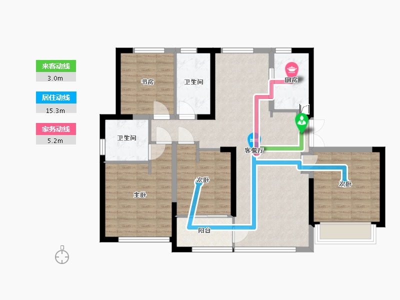 江苏省-苏州市-金厦・阳光里程-125.00-户型库-动静线