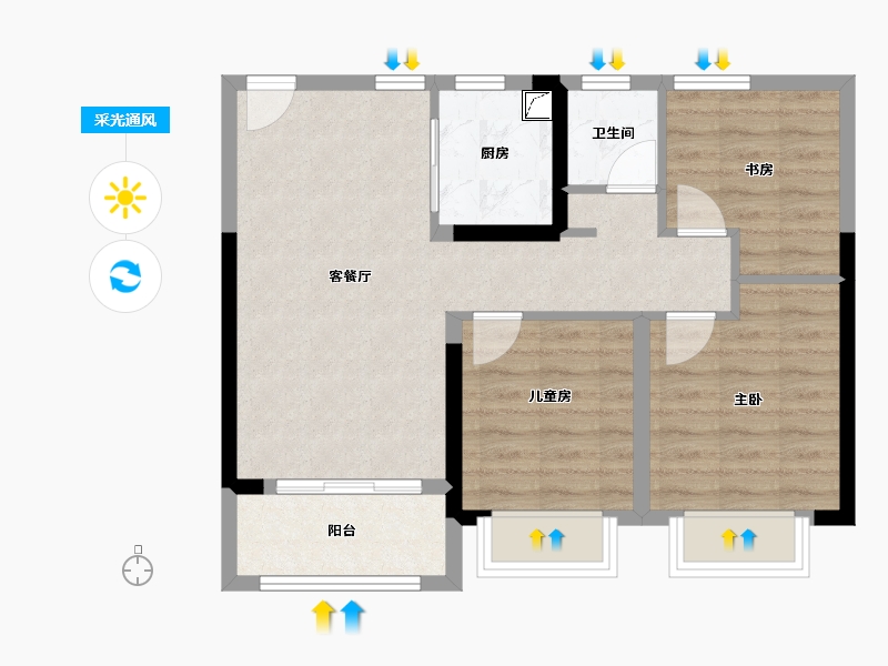 江西省-南昌市-鸿海溪园-70.00-户型库-采光通风