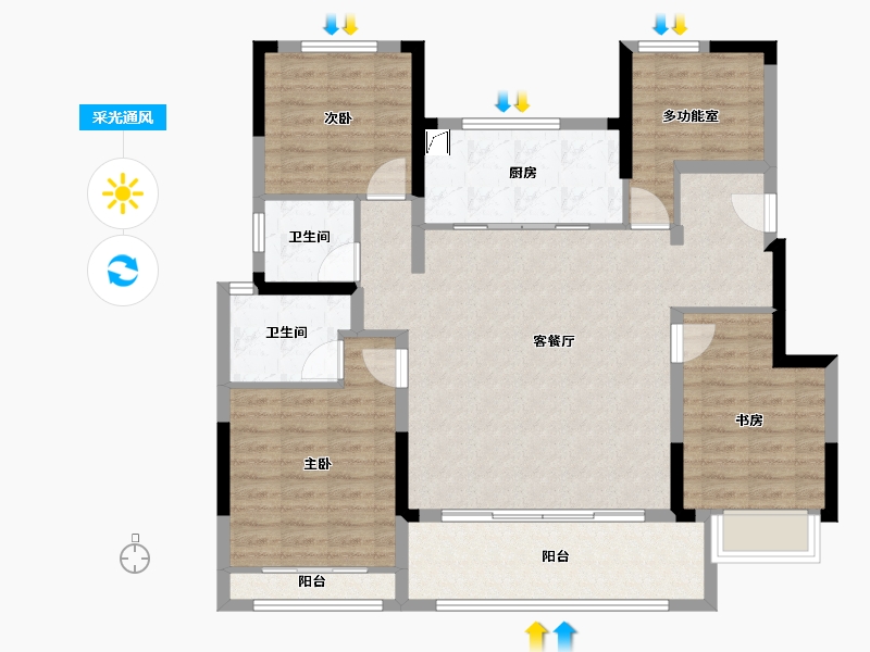 浙江省-宁波市-万科海上都会-111.57-户型库-采光通风