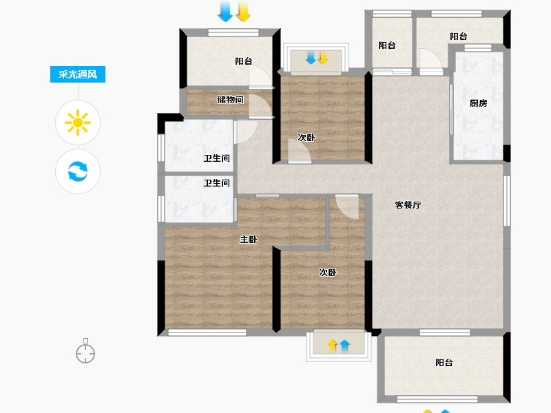 广东省-韶关市-金科集美-108.00-户型库-采光通风