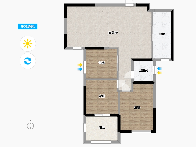 湖北省-咸宁市-海德公馆-80.00-户型库-采光通风