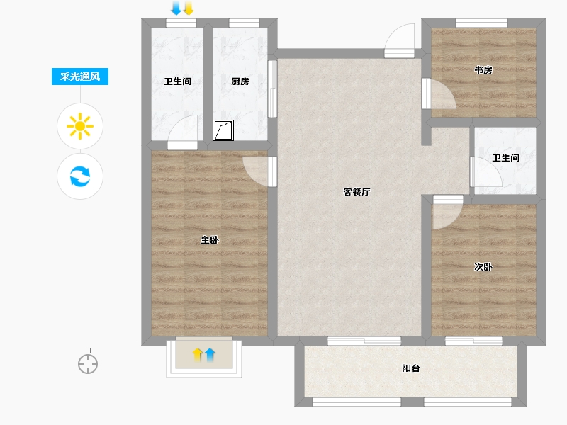 山东省-德州市-红磡龍著-85.00-户型库-采光通风