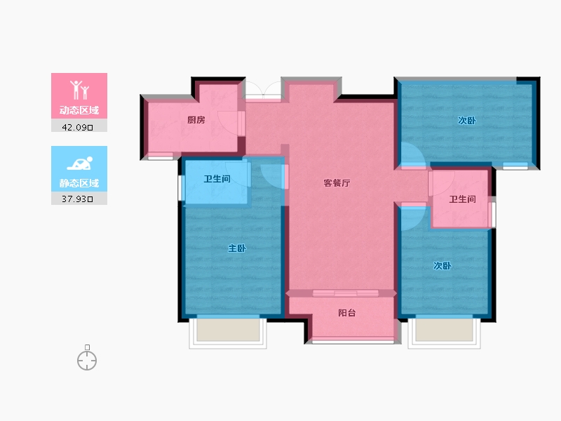 陕西省-西安市-忆江南-80.00-户型库-动静分区