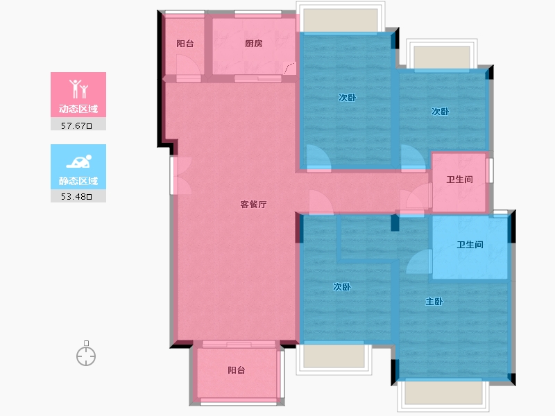 贵州省-贵阳市-龙湖·景粼天著-107.80-户型库-动静分区