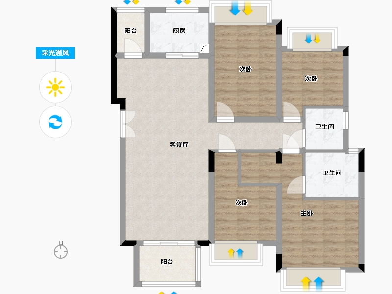 贵州省-贵阳市-龙湖·景粼天著-107.80-户型库-采光通风