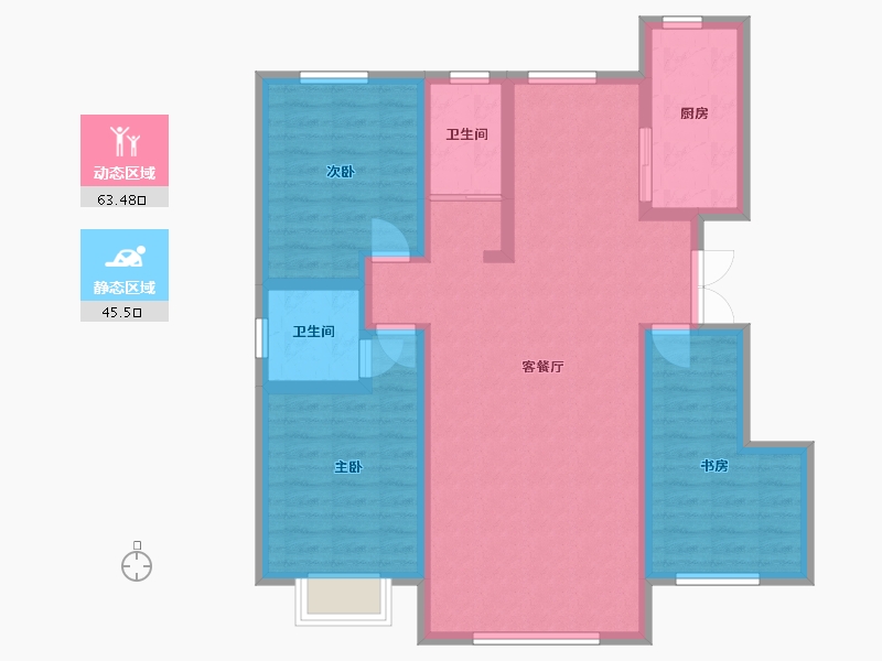 新疆维吾尔自治区-喀什地区-滨河小区-116.23-户型库-动静分区