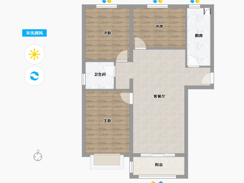 河北省-张家口市-臻园-90.16-户型库-采光通风