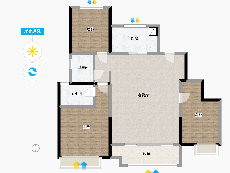 山东省-威海市-新城悦隽公馆-120.00-户型库-采光通风