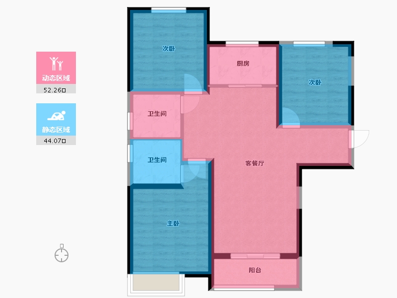 陕西省-咸阳市-东郡天下-96.48-户型库-动静分区