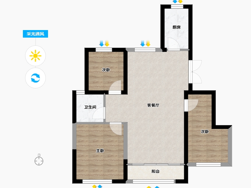 宁夏回族自治区-银川市-民生逸兰汐-70.00-户型库-采光通风