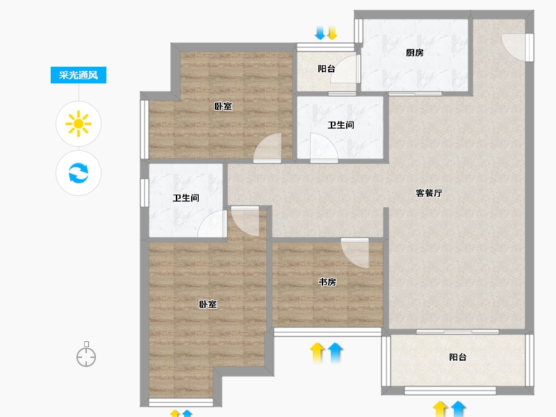 重庆-重庆市-首地江山赋-86.00-户型库-采光通风