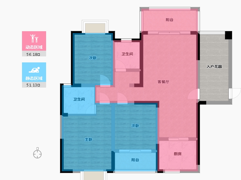 湖南省-娄底市-冷水江市万盛广场3期-134.00-户型库-动静分区