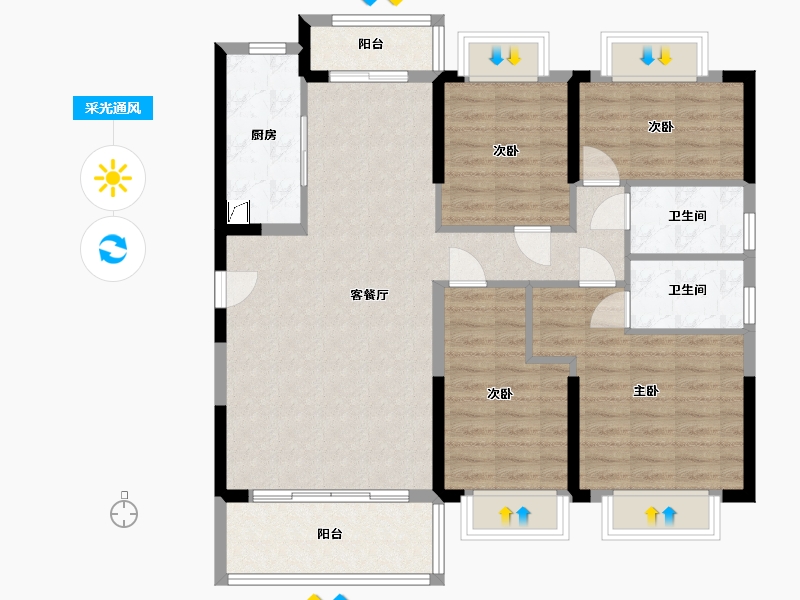 广西壮族自治区-南宁市-上林碧桂园-130.00-户型库-采光通风