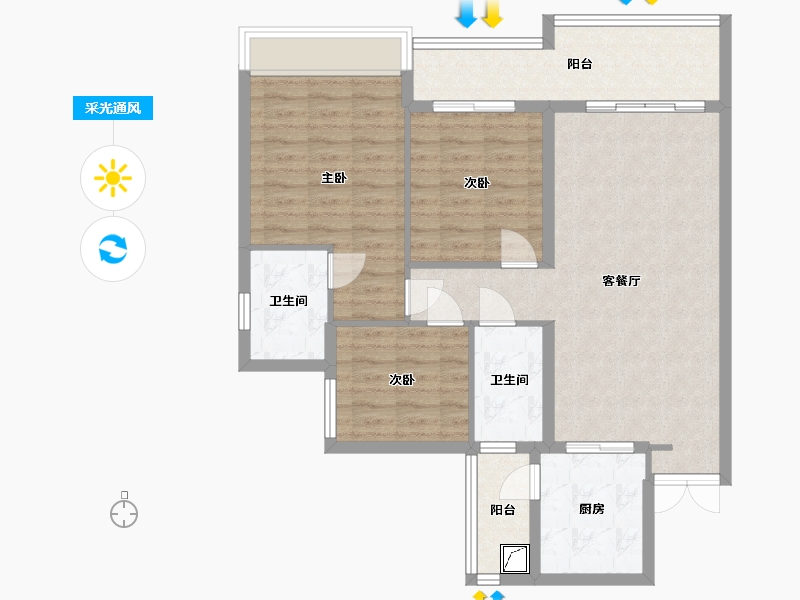 广东省-广州市-祈福名望天下-89.79-户型库-采光通风