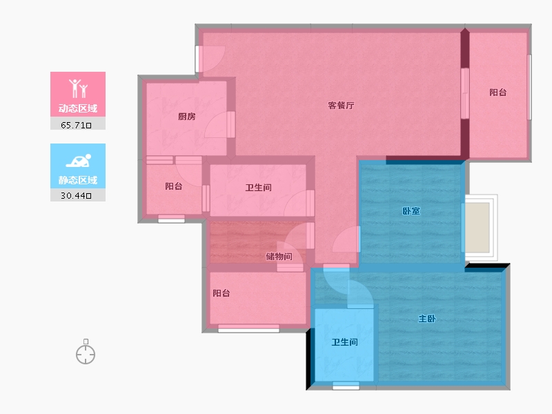 四川省-成都市-秦皇帝景锦玥邸-87.38-户型库-动静分区