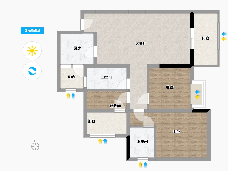 四川省-成都市-秦皇帝景锦玥邸-87.38-户型库-采光通风