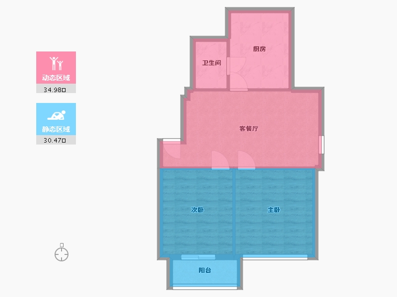 浙江省-宁波市-姚江花园-75.56-户型库-动静分区