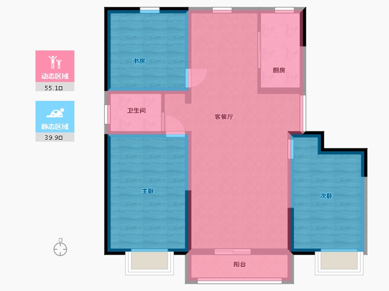 新疆维吾尔自治区-巴音郭楞蒙古自治州-铁门关市C区-96.00-户型库-动静分区