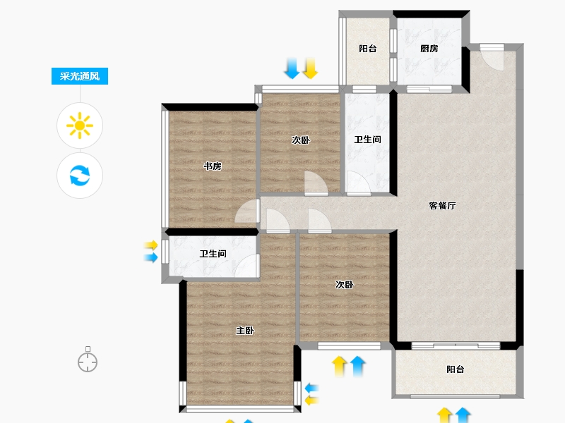 广西壮族自治区-玉林市-喜润金域华府-109.00-户型库-采光通风